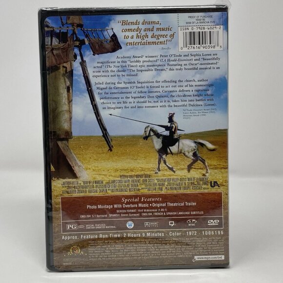 Man of La Mancha (DVD, 1972) Peter O'Toole Sophia Loren ~ NEW/SEALED - Picture 2 of 5